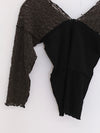 BASERANGE France organic cotton 25 early spring lace stitching long-sleeved T-shirt BAS-TONLS-LA-SU25-BLACK